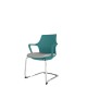 Turquoise Perforated Back Chair With Integrated Arms, Upholstered Seat And Chrome Cantilever Frame